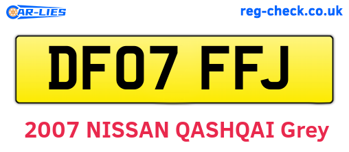 DF07FFJ are the vehicle registration plates.