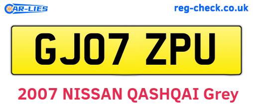 GJ07ZPU are the vehicle registration plates.