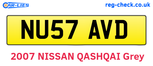 NU57AVD are the vehicle registration plates.