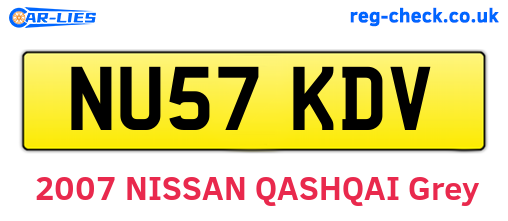 NU57KDV are the vehicle registration plates.