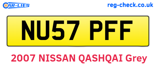 NU57PFF are the vehicle registration plates.
