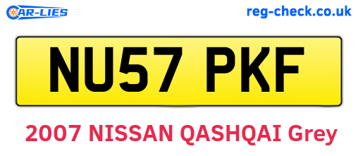 NU57PKF are the vehicle registration plates.