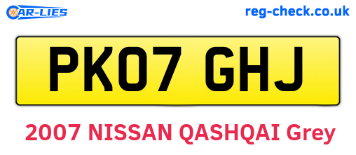 PK07GHJ are the vehicle registration plates.