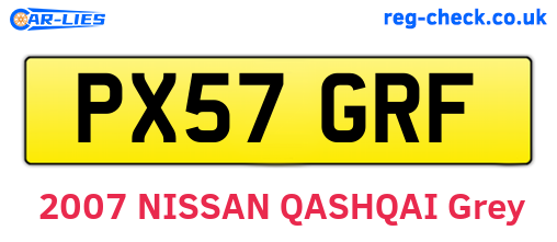 PX57GRF are the vehicle registration plates.