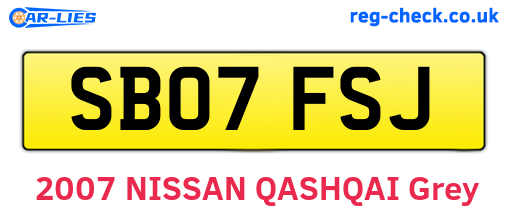 SB07FSJ are the vehicle registration plates.