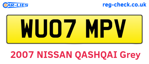 WU07MPV are the vehicle registration plates.