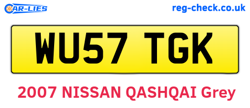 WU57TGK are the vehicle registration plates.