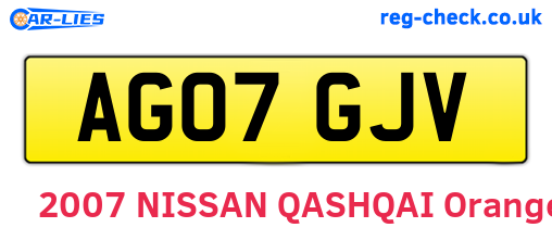 AG07GJV are the vehicle registration plates.
