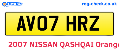 AV07HRZ are the vehicle registration plates.