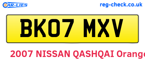 BK07MXV are the vehicle registration plates.
