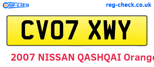 CV07XWY are the vehicle registration plates.