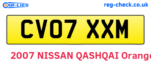 CV07XXM are the vehicle registration plates.