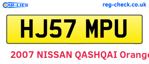 HJ57MPU are the vehicle registration plates.