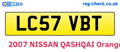 LC57VBT are the vehicle registration plates.