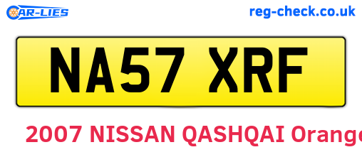 NA57XRF are the vehicle registration plates.