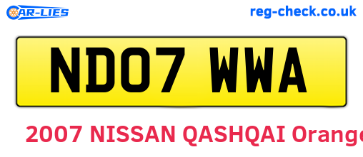 ND07WWA are the vehicle registration plates.