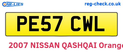 PE57CWL are the vehicle registration plates.