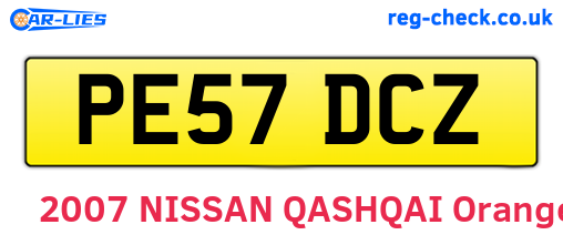 PE57DCZ are the vehicle registration plates.