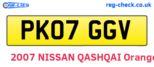 PK07GGV are the vehicle registration plates.