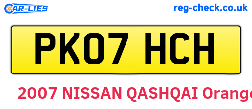PK07HCH are the vehicle registration plates.