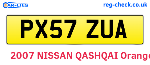 PX57ZUA are the vehicle registration plates.