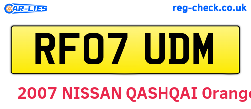 RF07UDM are the vehicle registration plates.
