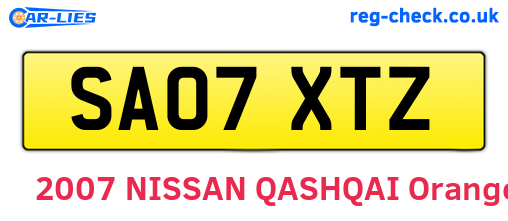SA07XTZ are the vehicle registration plates.
