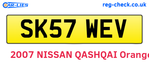 SK57WEV are the vehicle registration plates.