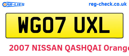 WG07UXL are the vehicle registration plates.
