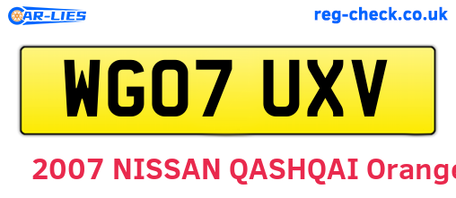 WG07UXV are the vehicle registration plates.