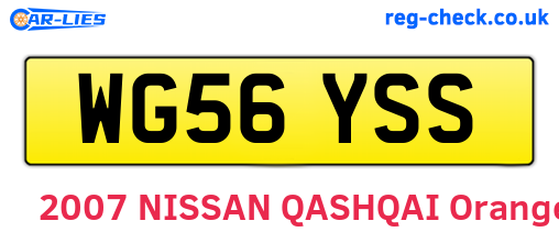 WG56YSS are the vehicle registration plates.
