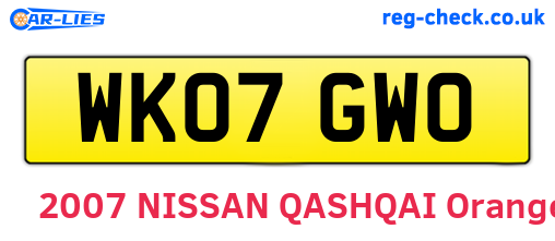 WK07GWO are the vehicle registration plates.