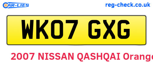 WK07GXG are the vehicle registration plates.