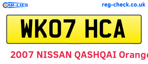 WK07HCA are the vehicle registration plates.