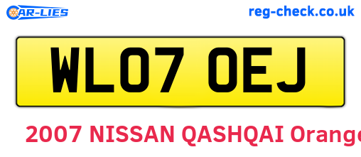 WL07OEJ are the vehicle registration plates.