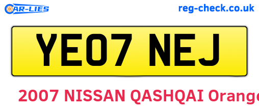 YE07NEJ are the vehicle registration plates.