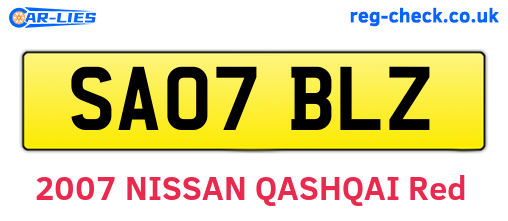 SA07BLZ are the vehicle registration plates.