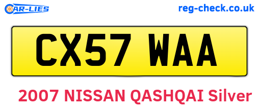 CX57WAA are the vehicle registration plates.