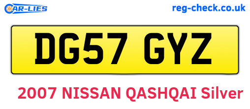 DG57GYZ are the vehicle registration plates.