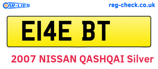 E14EBT are the vehicle registration plates.