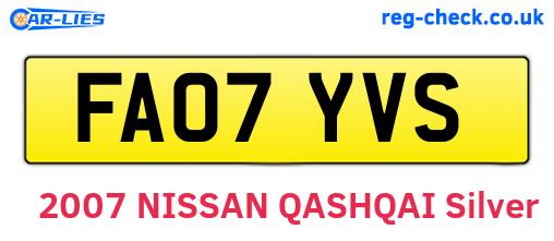 FA07YVS are the vehicle registration plates.
