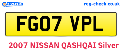 FG07VPL are the vehicle registration plates.