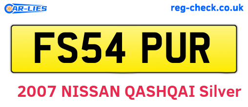 FS54PUR are the vehicle registration plates.