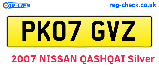 PK07GVZ are the vehicle registration plates.