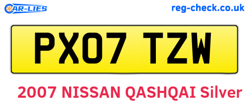 PX07TZW are the vehicle registration plates.