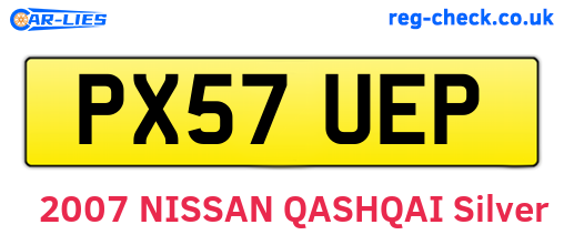 PX57UEP are the vehicle registration plates.