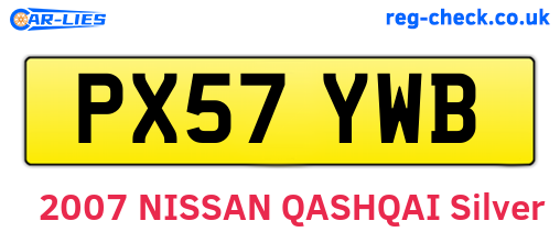PX57YWB are the vehicle registration plates.