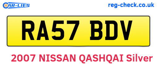 RA57BDV are the vehicle registration plates.