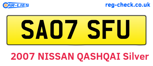 SA07SFU are the vehicle registration plates.