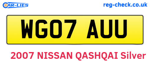 WG07AUU are the vehicle registration plates.